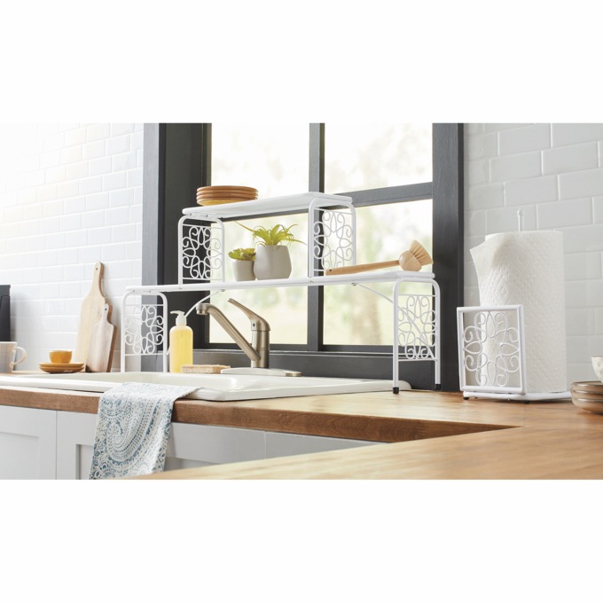 Gerbera Scroll Paper Towel Holder, White, large