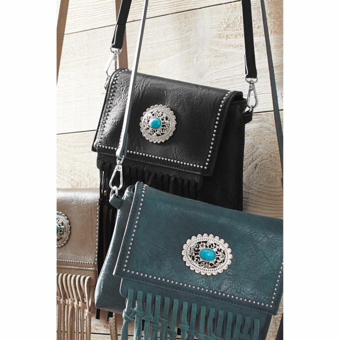 M.C. Handbags Lily Fringe Crossbody , , large