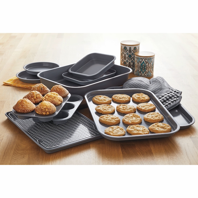 13-Piece Stackable Bakeware Set, Gray, large