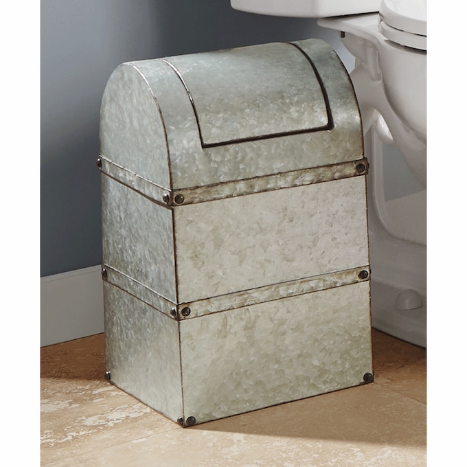 Galvanized Metal Trash Bin, , large