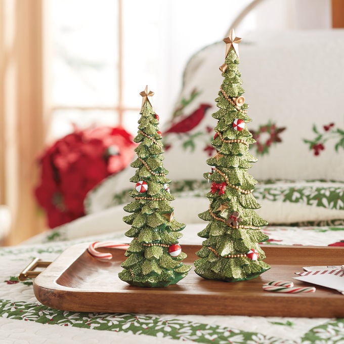 Set Of 2 Glitter Christmas Trees, , large
