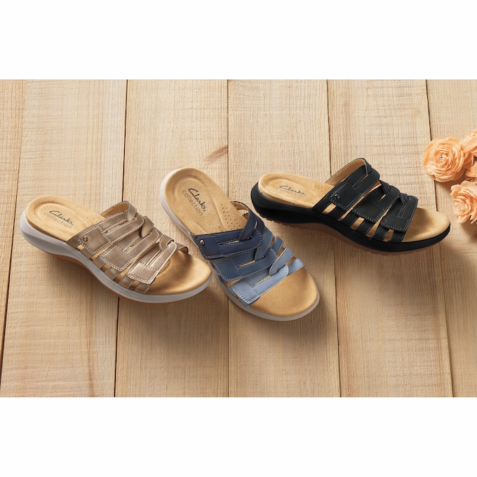 Clarks Leather Maelynn Abby Slide with Hook-and-Loop Closure, , large