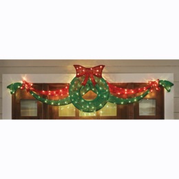 Dazzling Lighted Swag and Bow, , large