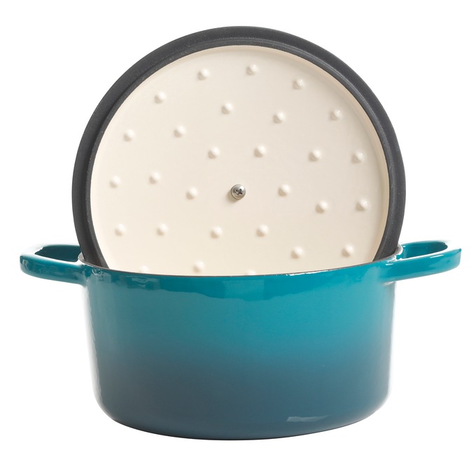 Crock Pot Artisan 3-qt. Enameled Cast Iron Dutch Oven with Lid, Gradient Teal, large