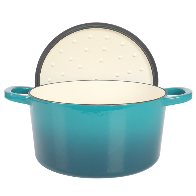 Crock Pot Artisan 6-qt. Enameled Cast Iron Dutch Oven with Lid, Teal Ombre, large