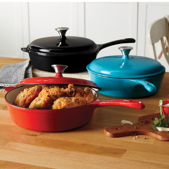 3-Qt. Enameled Cast Iron Chicken Fryer, , large