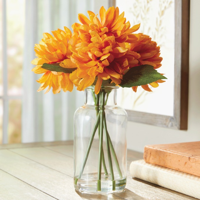 Golden Dahlia Arrangement in Mason Jar, , large