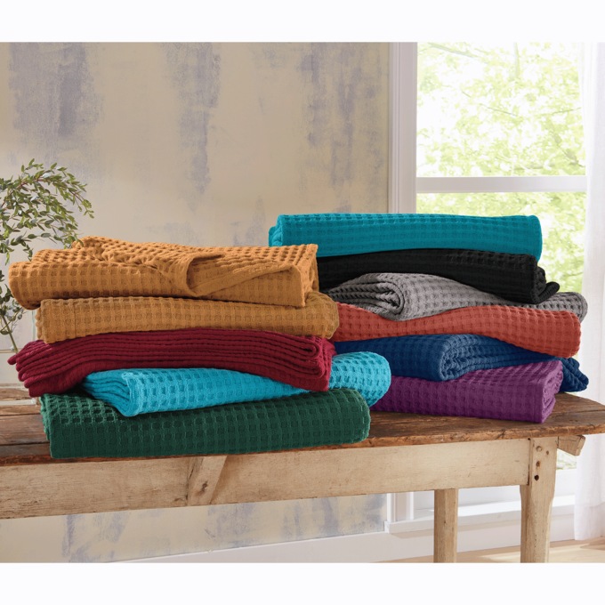 Color Connection Cotton Waffle Weave Blanket, , large