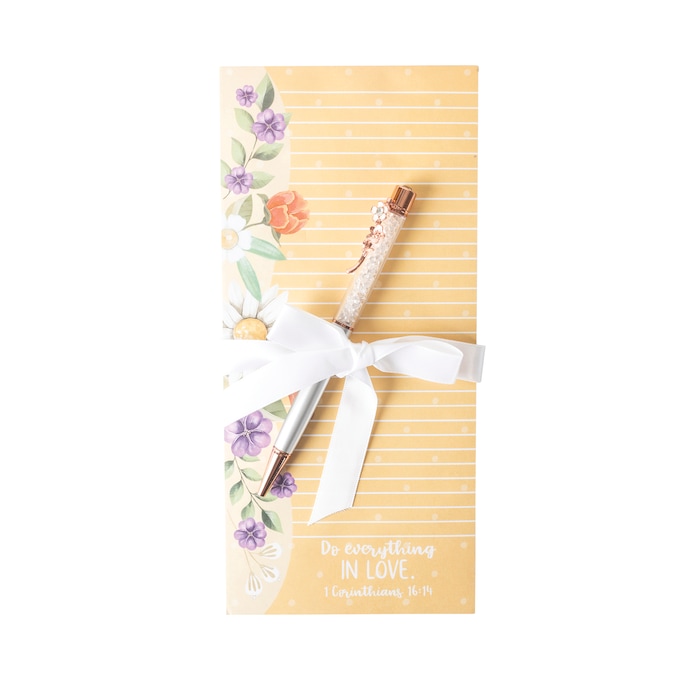 Floral Notepad and Pen Set, Multi, large