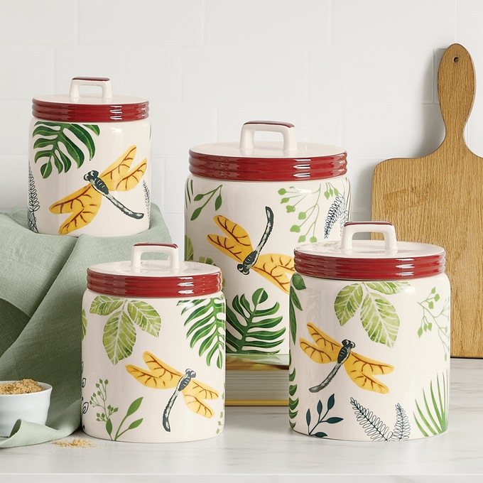 4-Piece Dragonfly Canister Set, , large