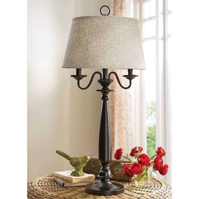 Percy Modern Contemporary Table Lamps Set Of 2 Dark Bronze Brown Candlestick White Tapered Drum Shade Decor For Living Room Bedroom House Bedside Nightstand Home Office Family Regency Hill Amazon Com