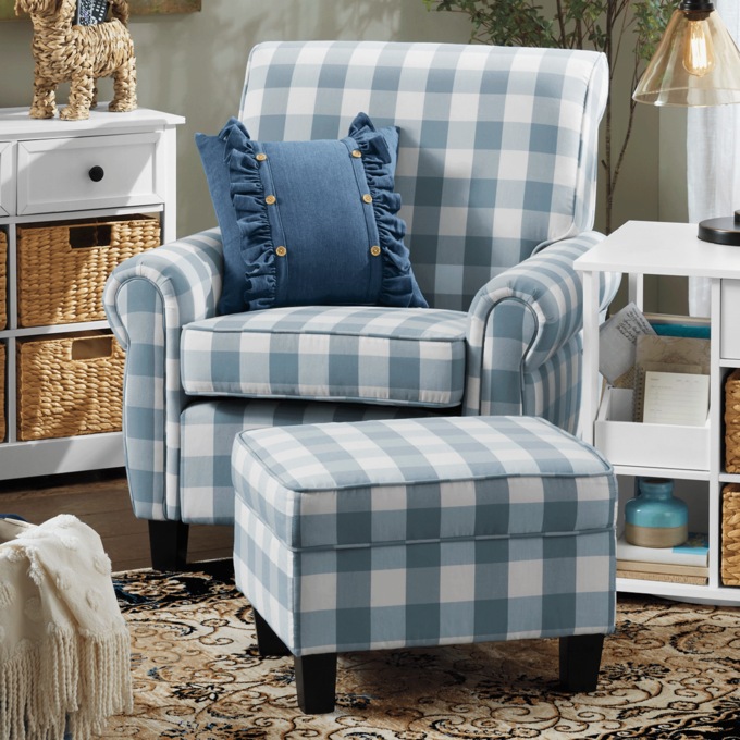 Buffalo Check Armchair and Ottoman Country Door