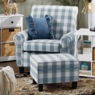 Buffalo Check Armchair and Ottoman, Blue Cream, large