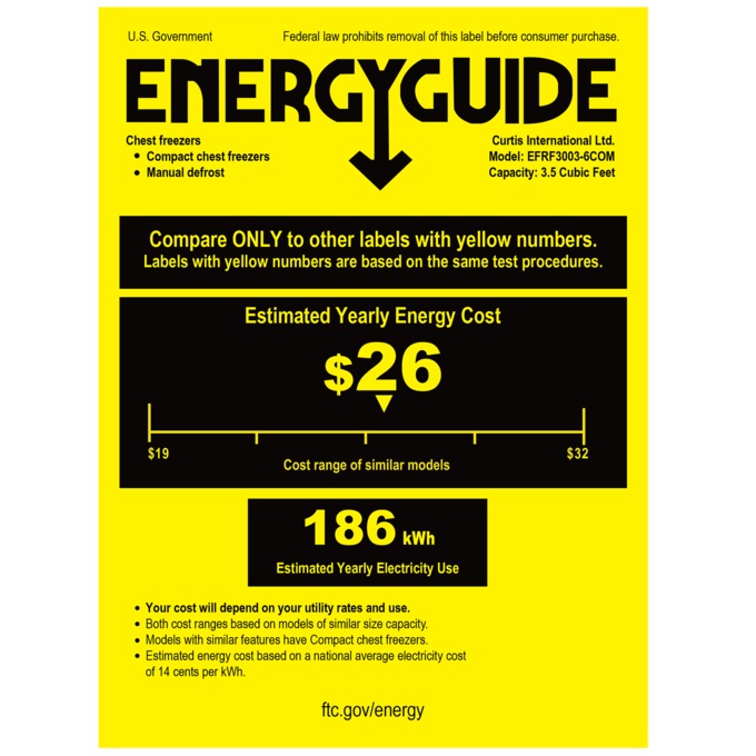 Frigidaire 3.5 cu. ft. Chest Freezer, , large