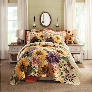 Mara Sunflower Oversized Quilt, , large