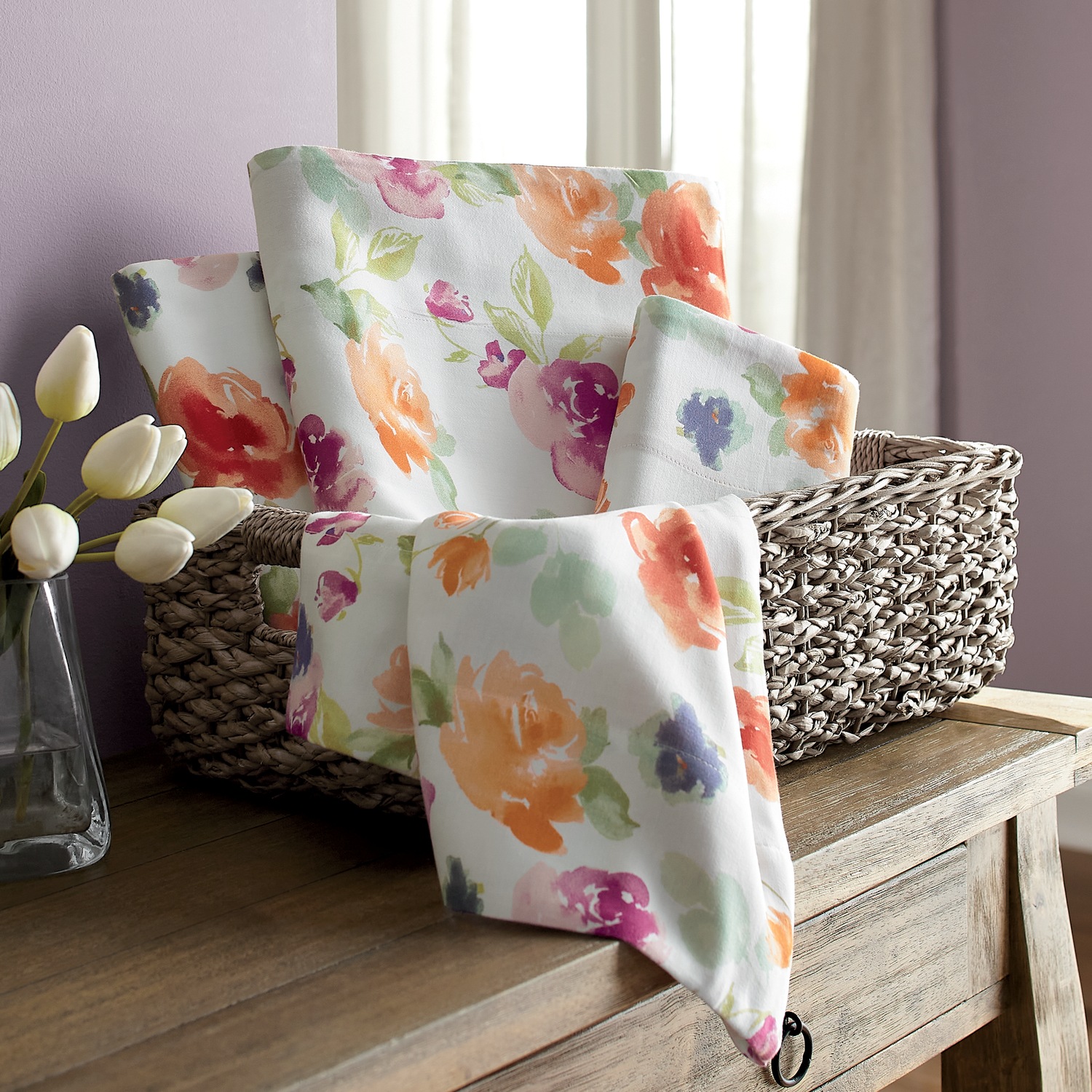 Watercolor Floral Cotton Sheet Set Country Door