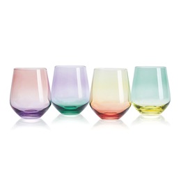 Mikasa Chroma Set of 4 Assorted Stemless Wine Glasses, , large