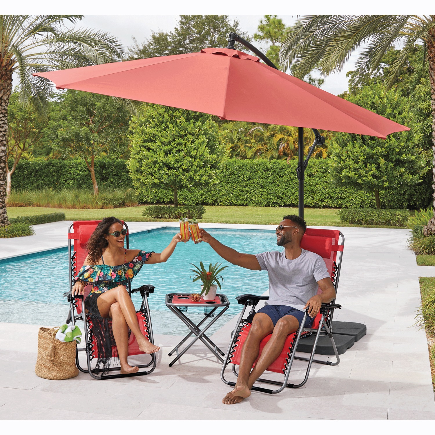 country boy patio umbrella Safavieh Milan Fringe 9Ft Crank Outdoor Push Button Tilt and gather with the Martha Stewart Kids Outdoor Umbrella 10' Offset Umbrella, Metal, Tan