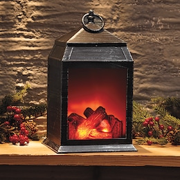 Flameless Fireplace Lantern, , large