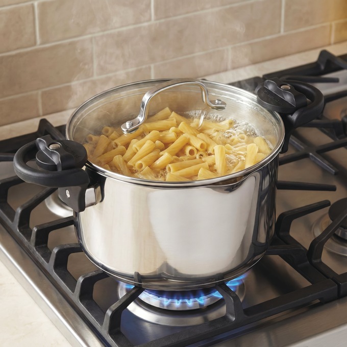 Gotham Steel 5-Quart Pasta Pot, Stainless Steel, large