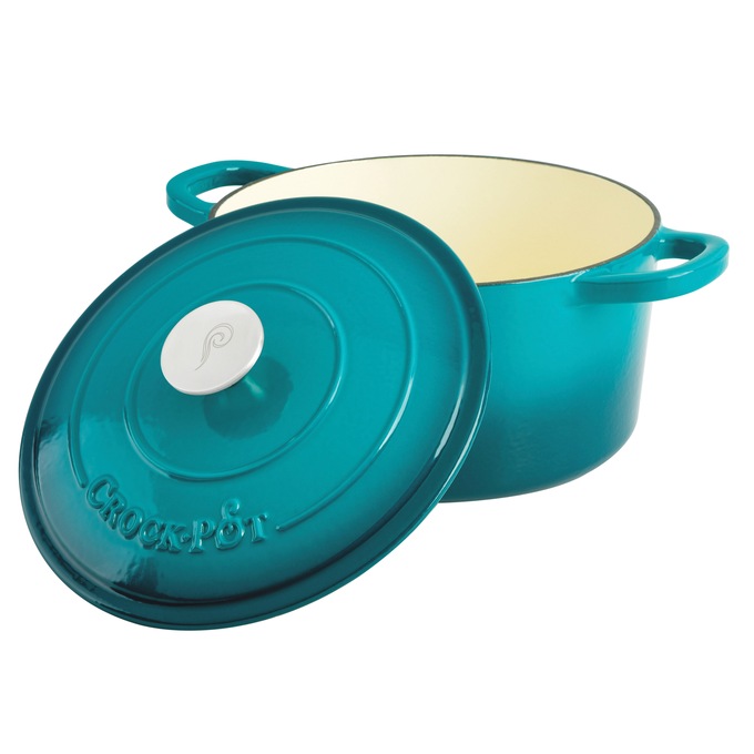 Crock Pot Artisan 5-qt. Enameled Cast Iron Dutch Oven with Lid, Teal Ombre, large