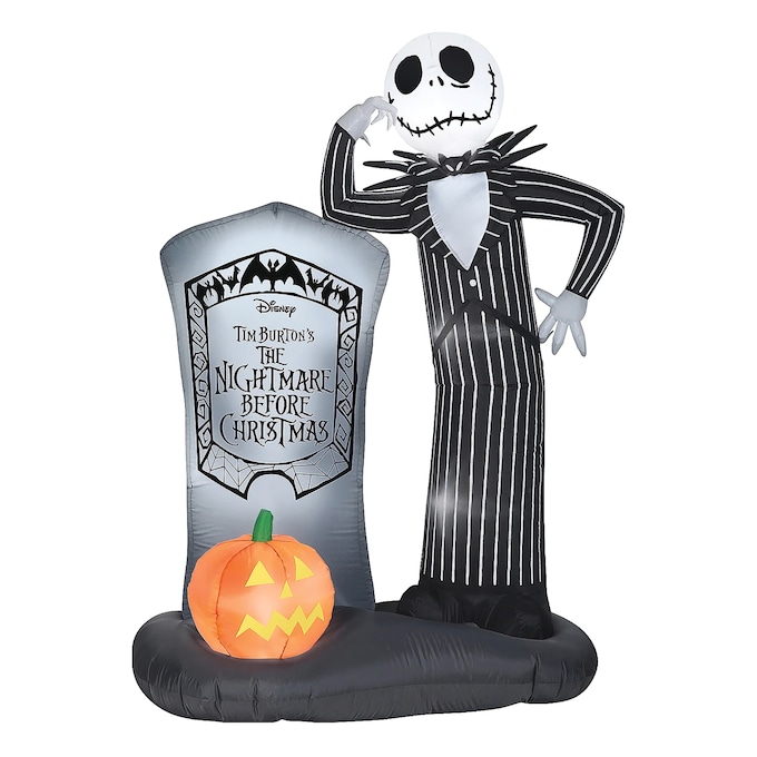 Lit Jack Skellington with Tombstone Inflatable, , large