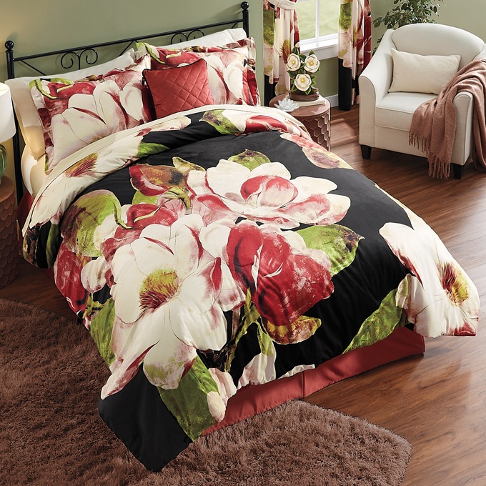 Magnolia Velvet Comforter Set, Accent Pillow and Window Treatments, , large