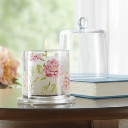 Floral Glass Cloche with Candle, , large