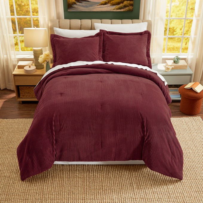 Color Connection Corduroy Down-Alternative Comforter Set, Pinot, large