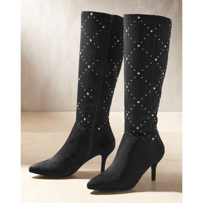 Midnight Velvet Tall Studded Boot, , large