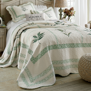 Leaf Study Embroidered Quilt, , large