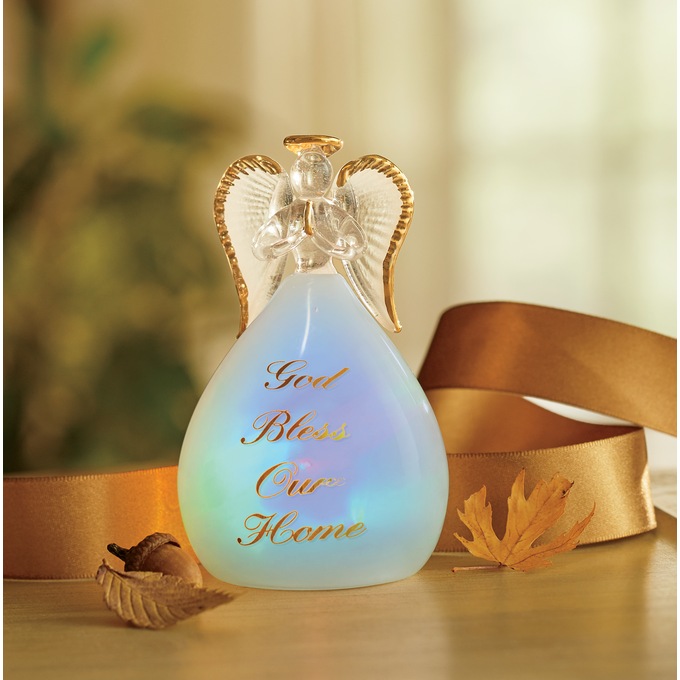 Lighted Glass Bless Our Home Angel, , large