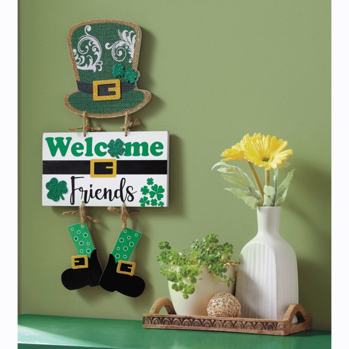 Leprechaun Welcome Friends Sign, , large