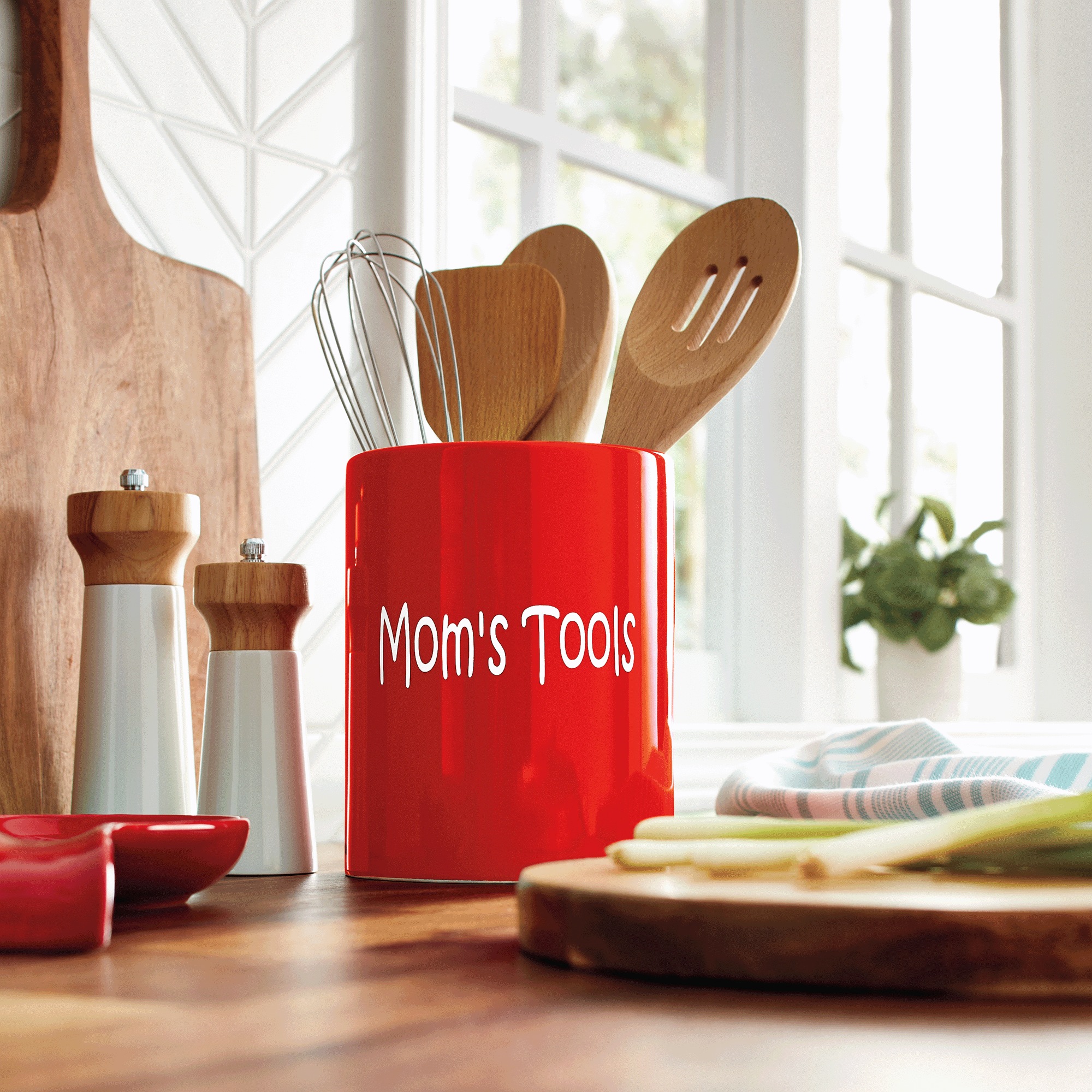 Colored Utensil Crock, Delicious Red, large