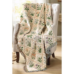 Wildflower Tapestry Throw Blanket with Decorative Fringe - 50"x 60", , large