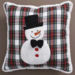 Plaid Snowman Accent Pillow, , large