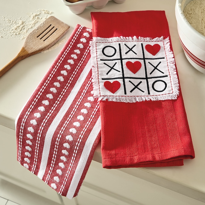 Set of 2 Valentine Kitchen Towels, , large