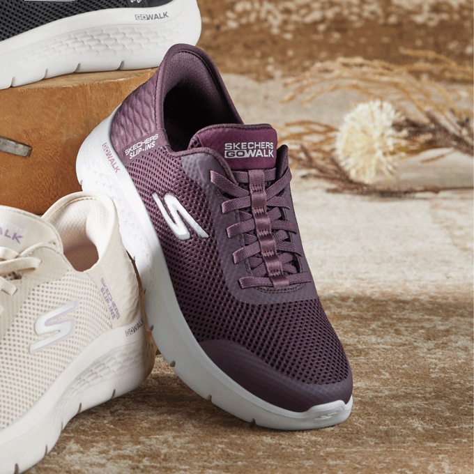 Burgundy skechers go walk online