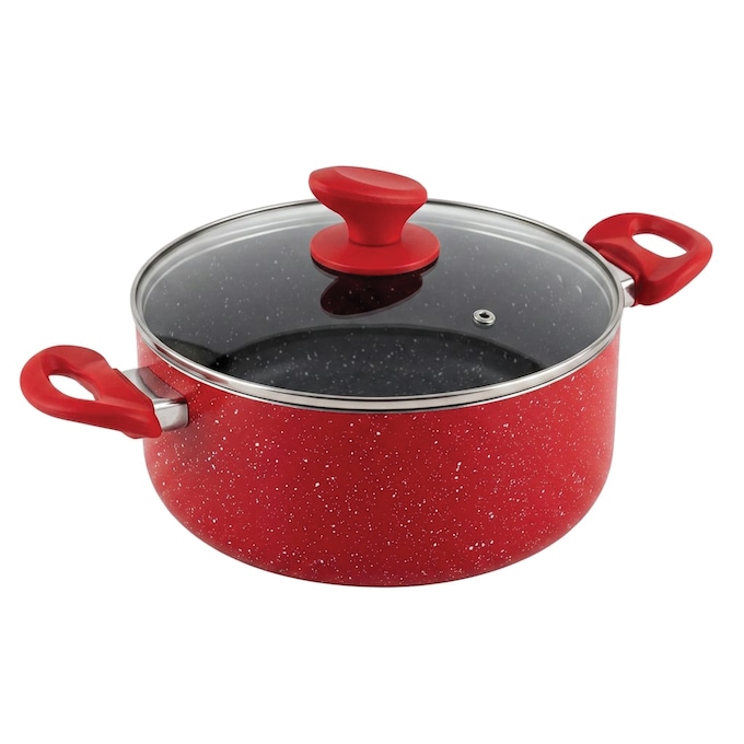 Chef Tested 11-Piece Granite Ceramic Nonstick Cookware Set, Red, large