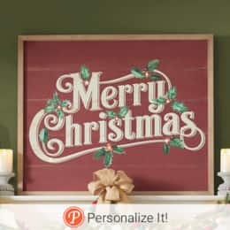 Vintage Merry Christmas Lit Barnwood Sign, , large