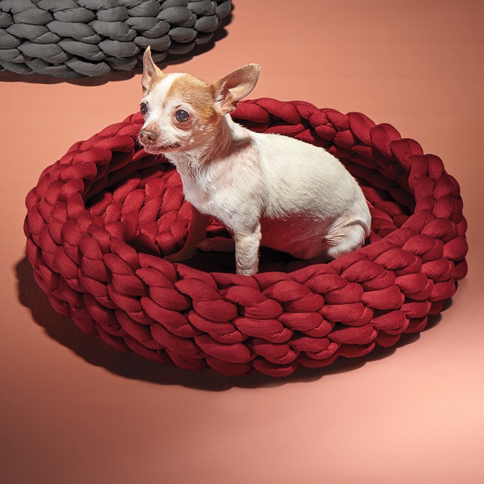 Ultra-soft Braided Pet Bed, Burgundy Red, large