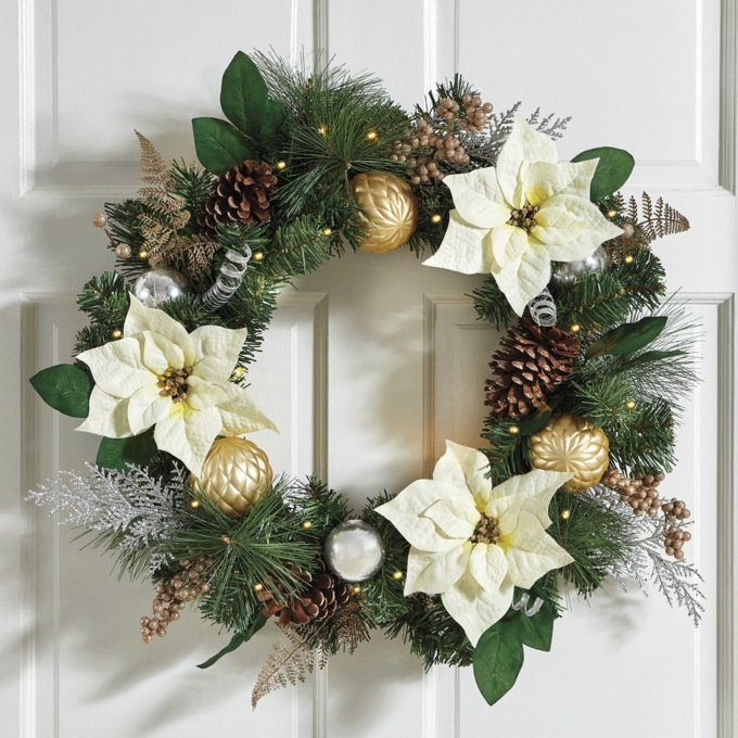 Poinsettia Christmas Wreath, , large