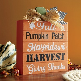 Wood Block Fall Sentiments Pumpkin, , large