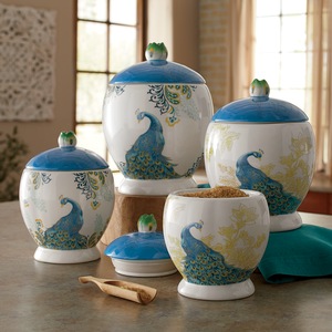 4-Piece Peacock Canister Set, , large