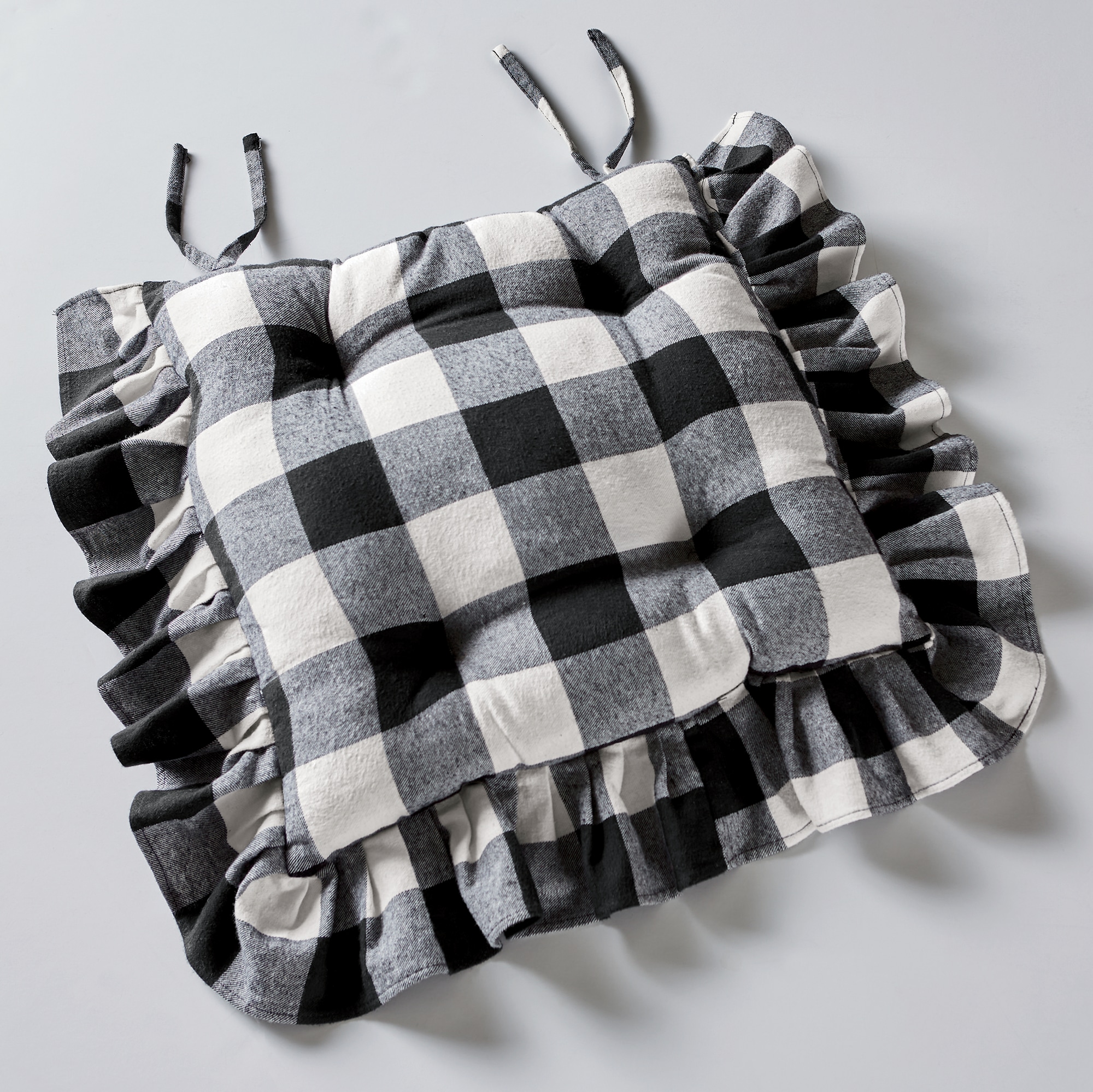 black and white checkered chair pads