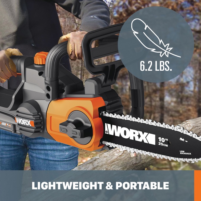 Worx 20V Power Share 10-Inch Cordless Chainsaw With Auto-Tension (Tool Only), , large