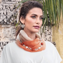 Infinity Faux-Pearl Jewelry Scarf, , large