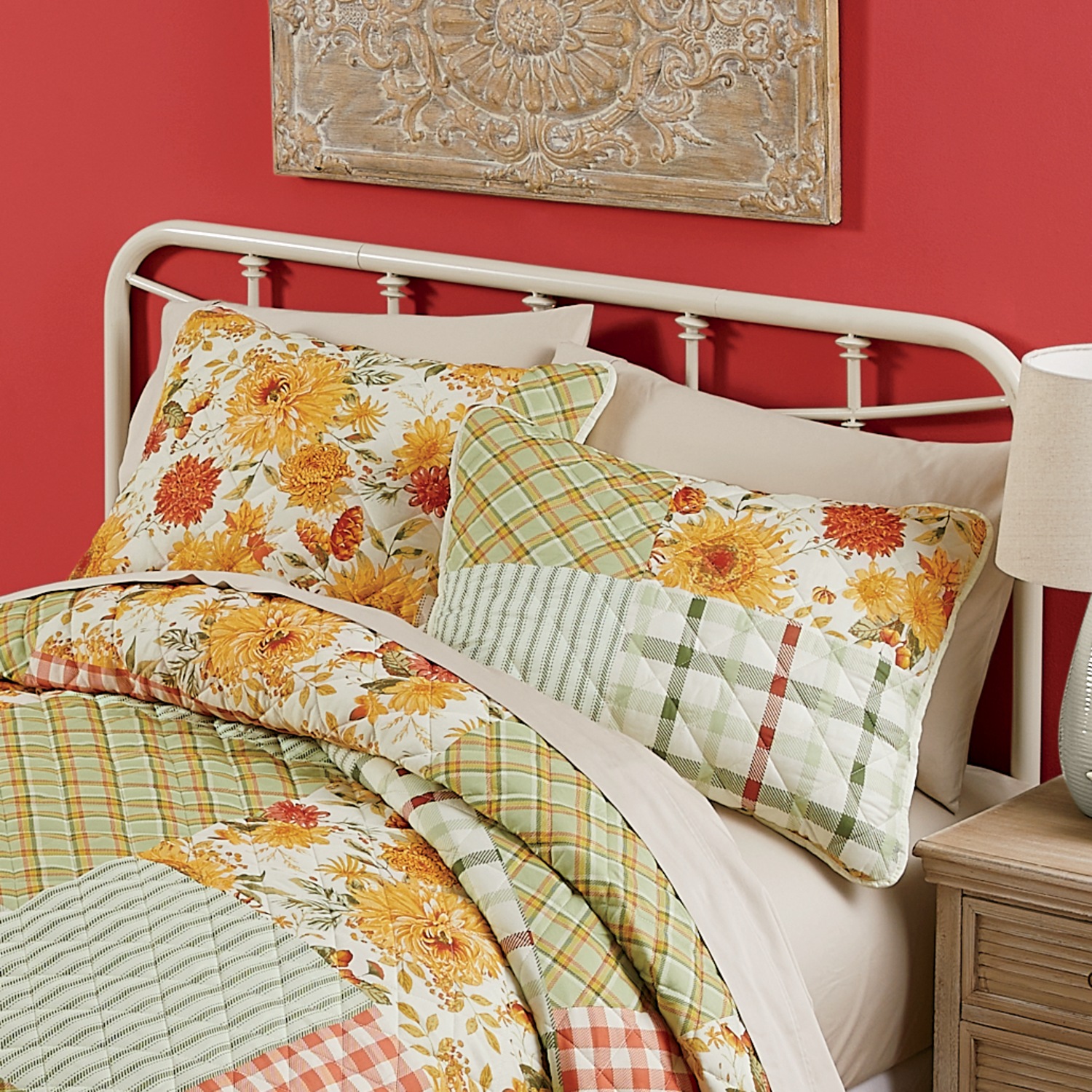 Sunflower Gingham Bedspread and Sham Country Door