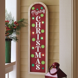 Lit Merry Christmas Porch Sign, , large