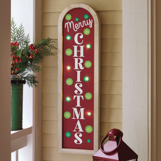 Lit Merry Christmas Porch Sign, , large